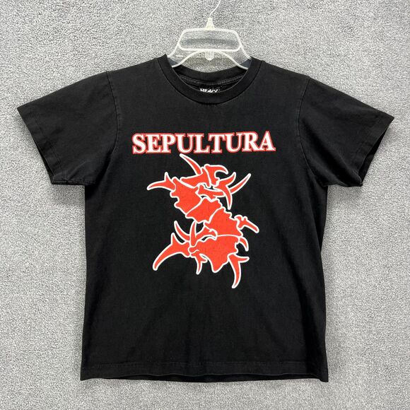Vintage Sepultura Heavy metal T Shirt Mens Small Black Nation Metal band cotton - Picture 1 of 14
